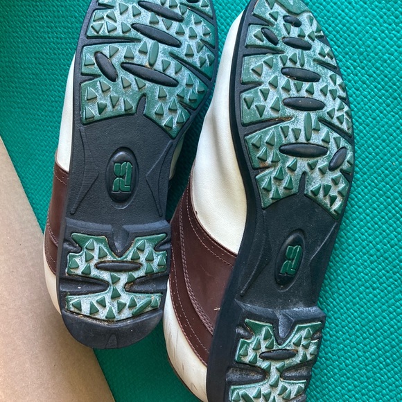 Pro Select 1805 Men's Brown and White Saddle Spikeless Golf Shoes - Picture 11 of 12